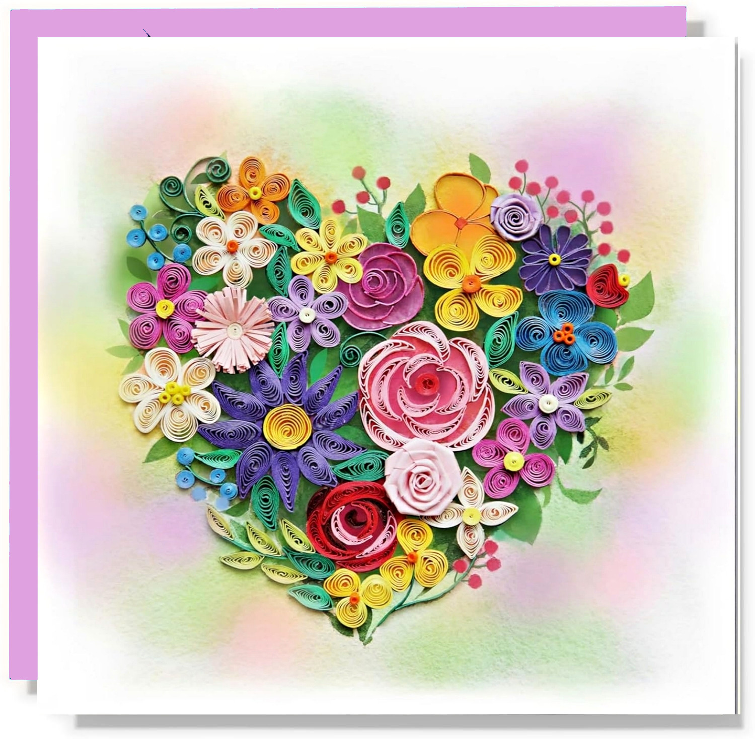 Heart in Bloom Quilling Greeting Card – Unique Dedicated Handmade Art
