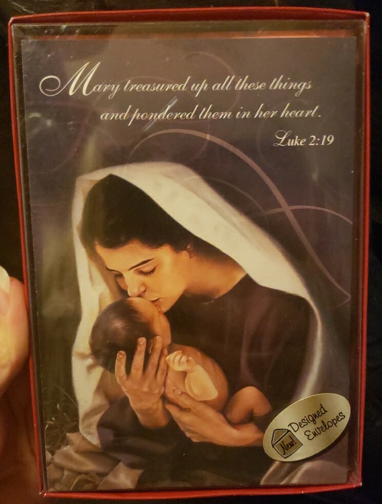 Leanin’ Tree MARY TREASURED UP ALL.. Madonna And Child Christmas Cards Box Of 10