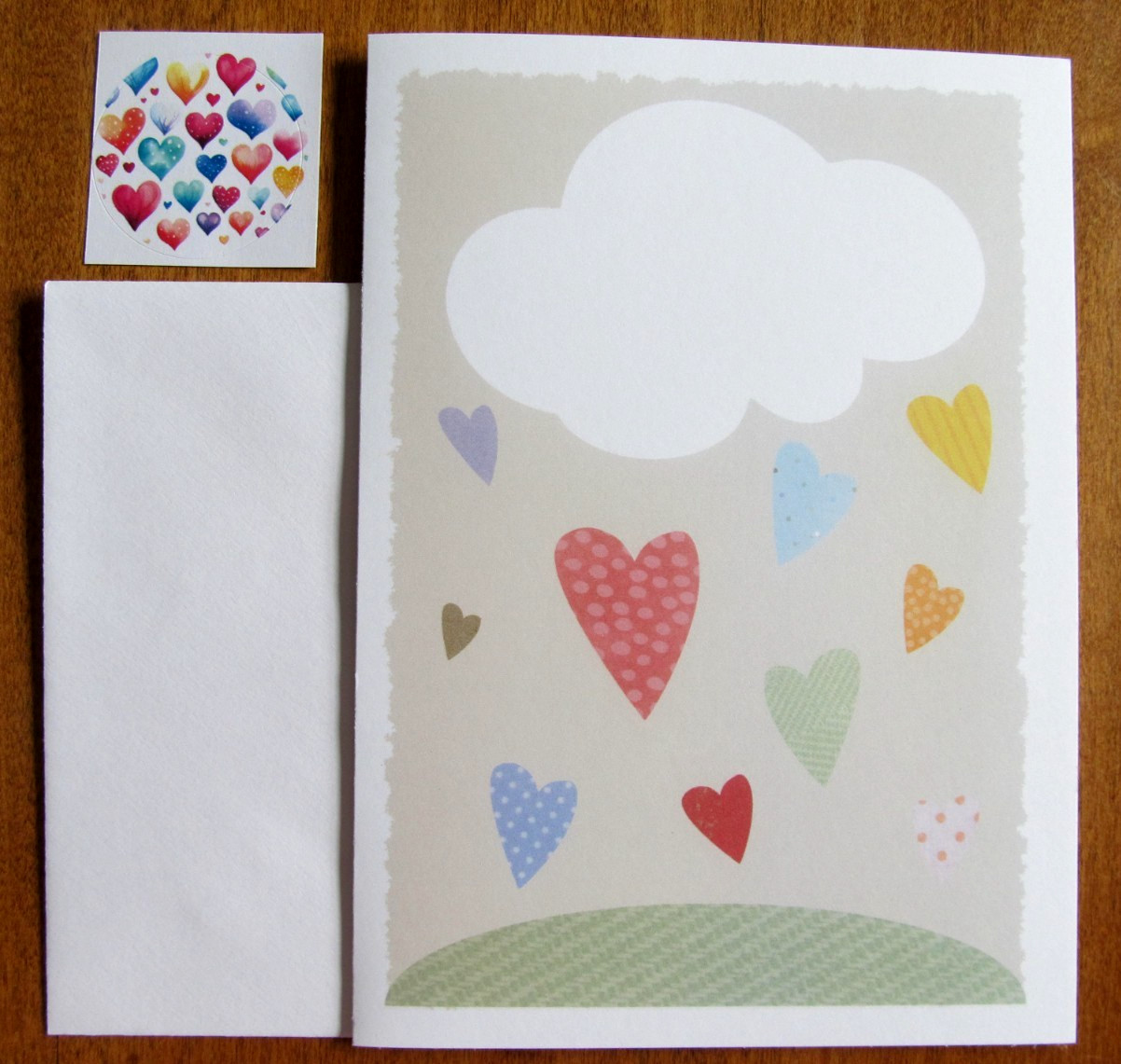 NOS Current Get Well Greeting Card, Env. & Seal – Hearts Falling from Cloud