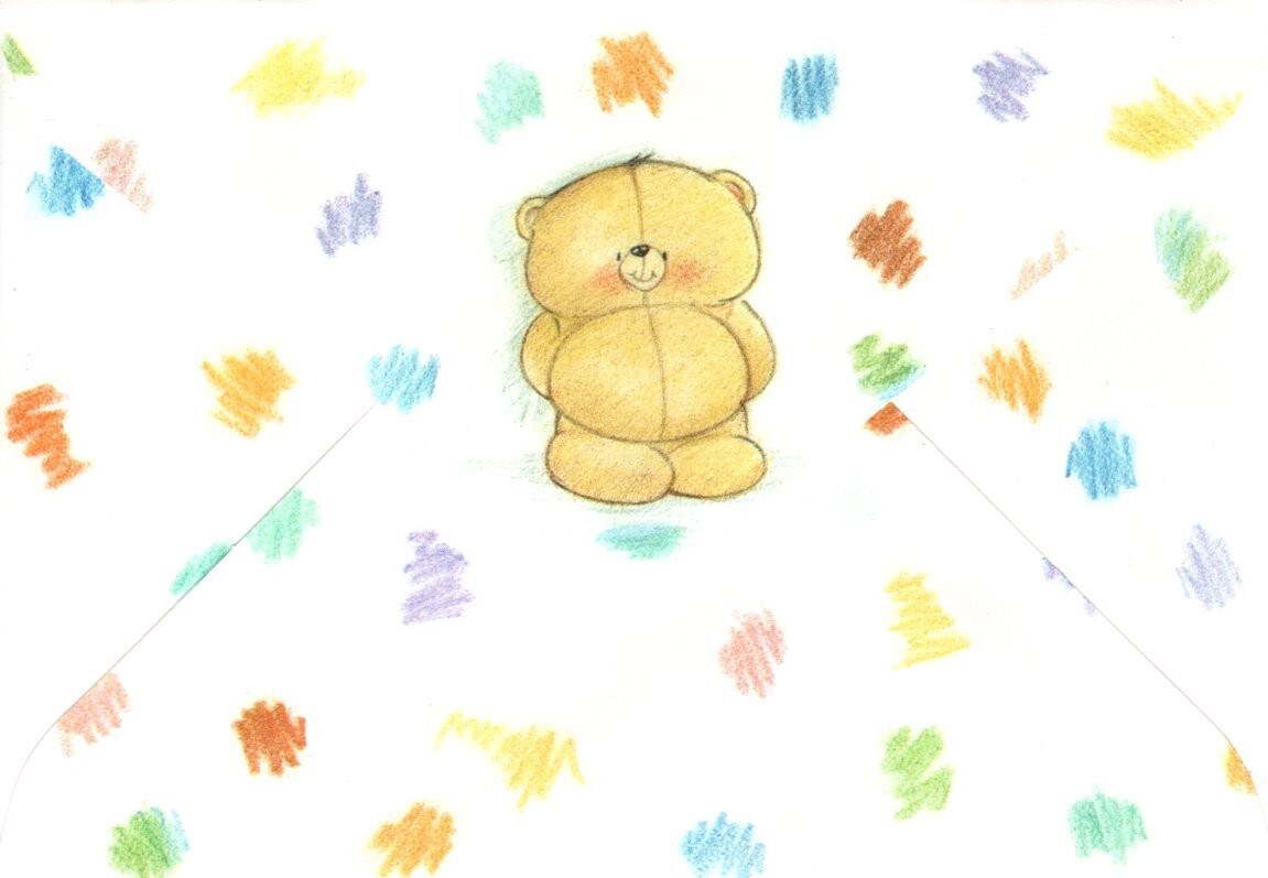 Brown Teddy Bear Artist Art Painter Paints Envelopes Only – Set of 12