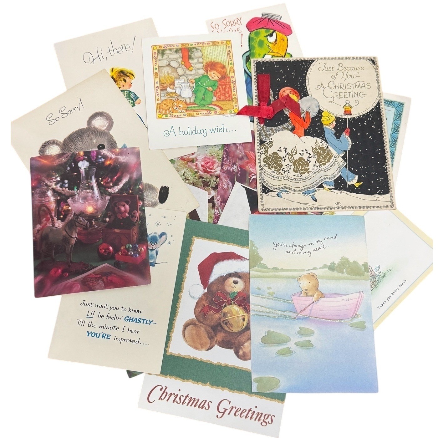 3lbs Vintage Greeting Card Lot Mixed Occasions Birthday Get Well Thanks Ephemera