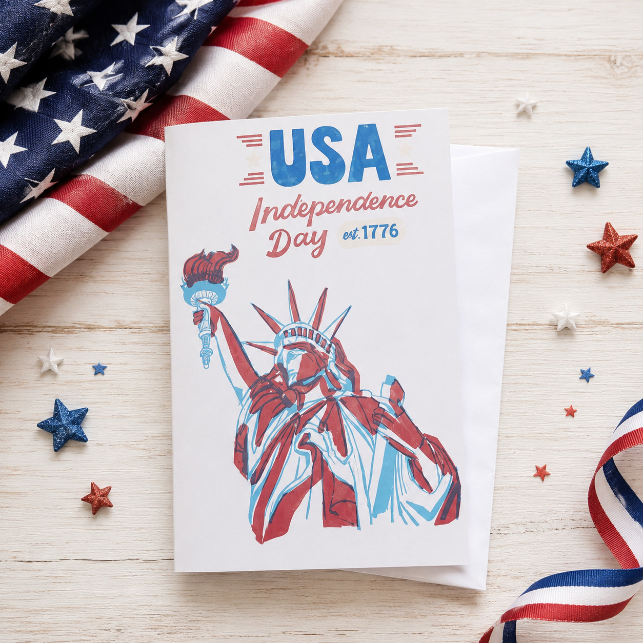 USA Independence Day Card, Patriotic Greeting Card, Fourth Of July Card
