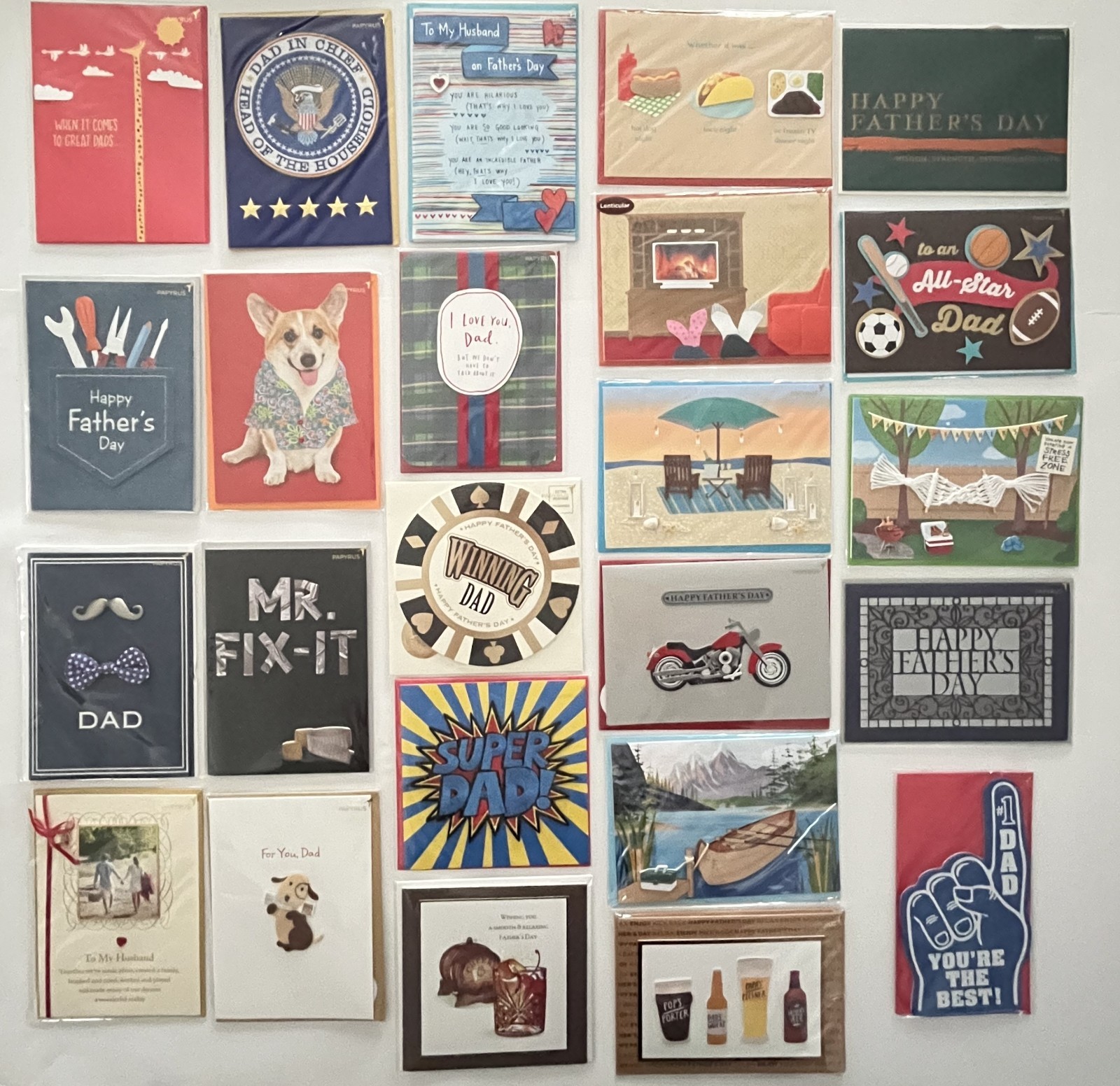 NEW SEALED LOT OF 25 DIFFERENT PAPYRUS FATHER’S DAY GREETING CARDS $185.35 VALUE