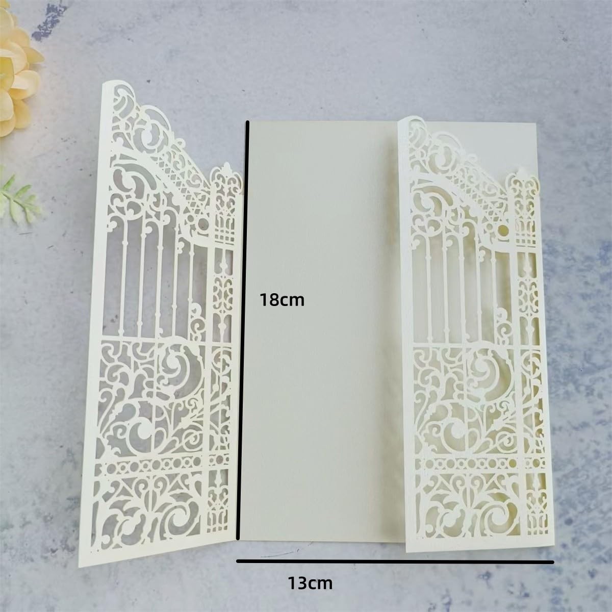 25 PCS Pearl Ivory Laser Cut Wedding Invitation Gatefold 4.9×7.1 Inch Set