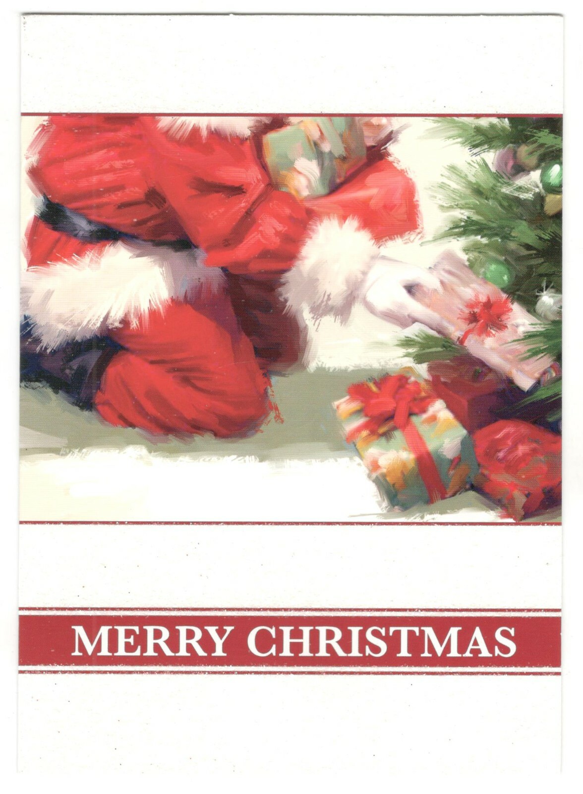 SANTA GIFTS UNDER THE TREE 4U Christmas Greeting Card New w/ Envelope MG37
