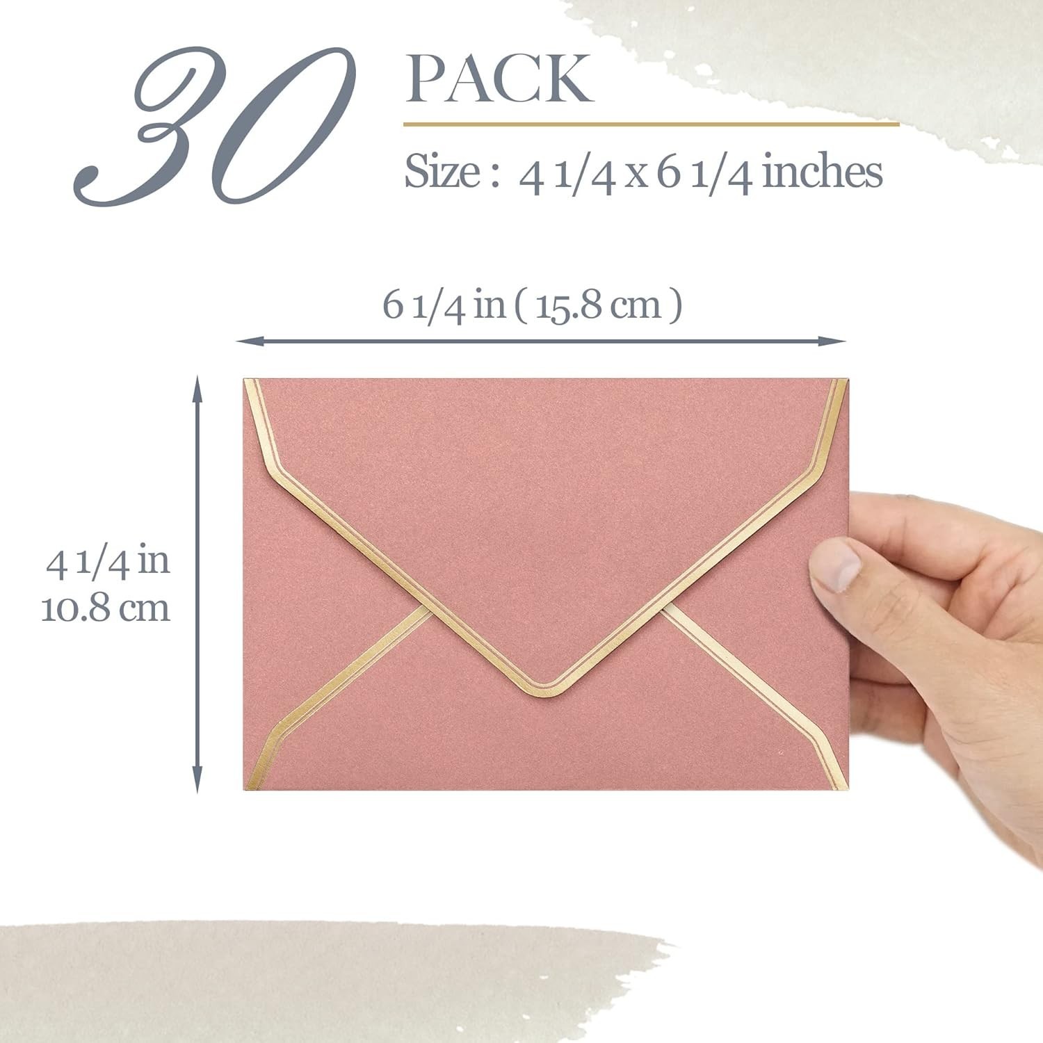 Invitation Envelopes, 30-Pack 4×6 Envelopes for Invitations, Gold Foil Border…