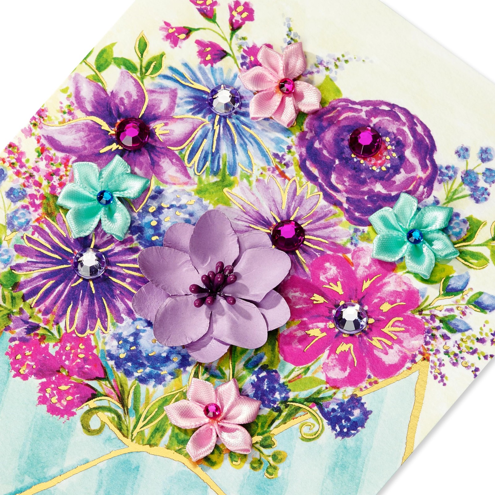 Birthday Card, Blank Inside, Floral Design, Multicolor