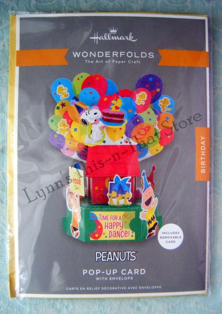 HALLMARK WONDERFOLDS 3D POP UP Greeting Card HAPPY BIRTHDAY Peanuts New (9588)