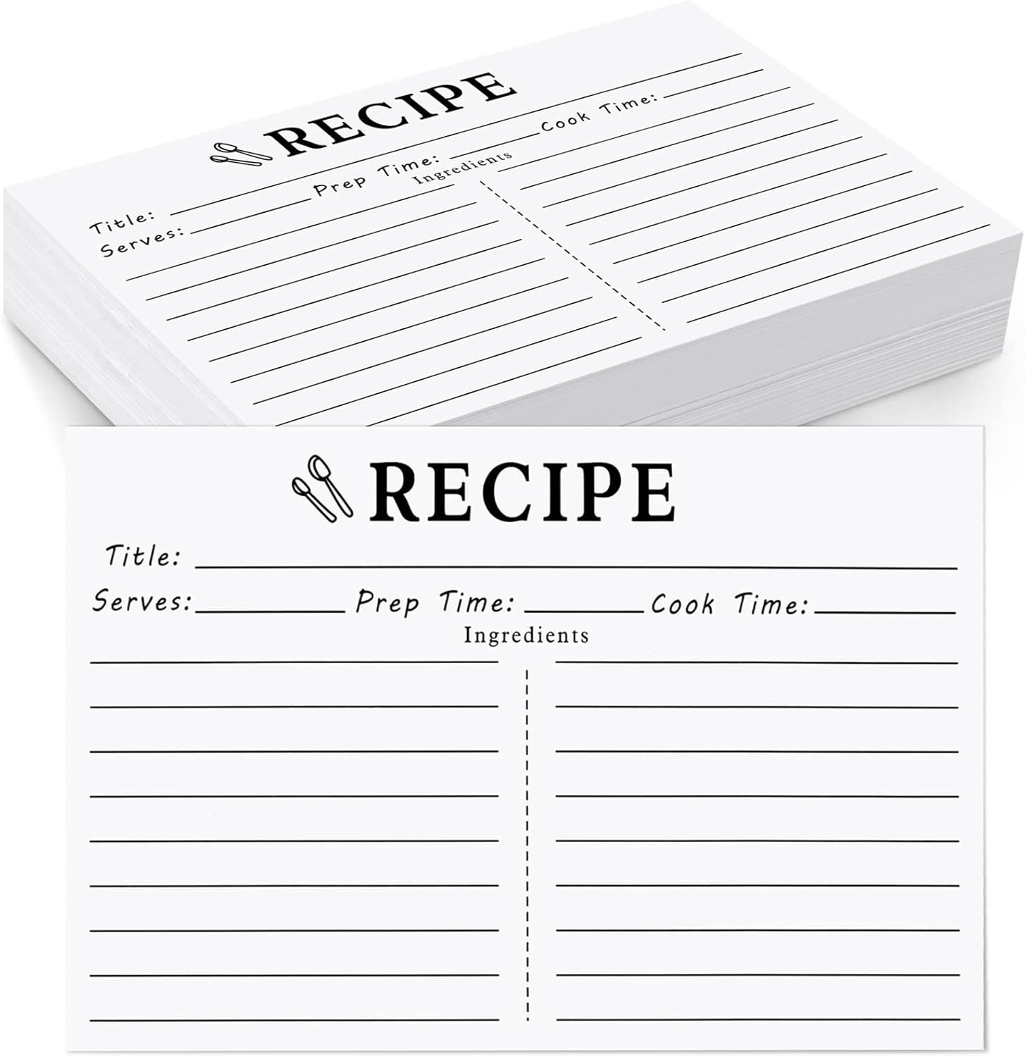70 Count Recipe Cards, Recipe Cards 4X6 White, 4X6 Recipe Card Double Sided, Bla