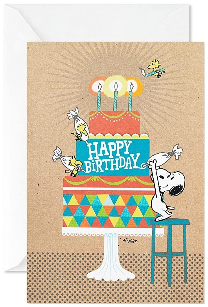 Hallmark Birthday Card with Envelope 5 x 7 Peanuts Happy Snoopy Woodstock