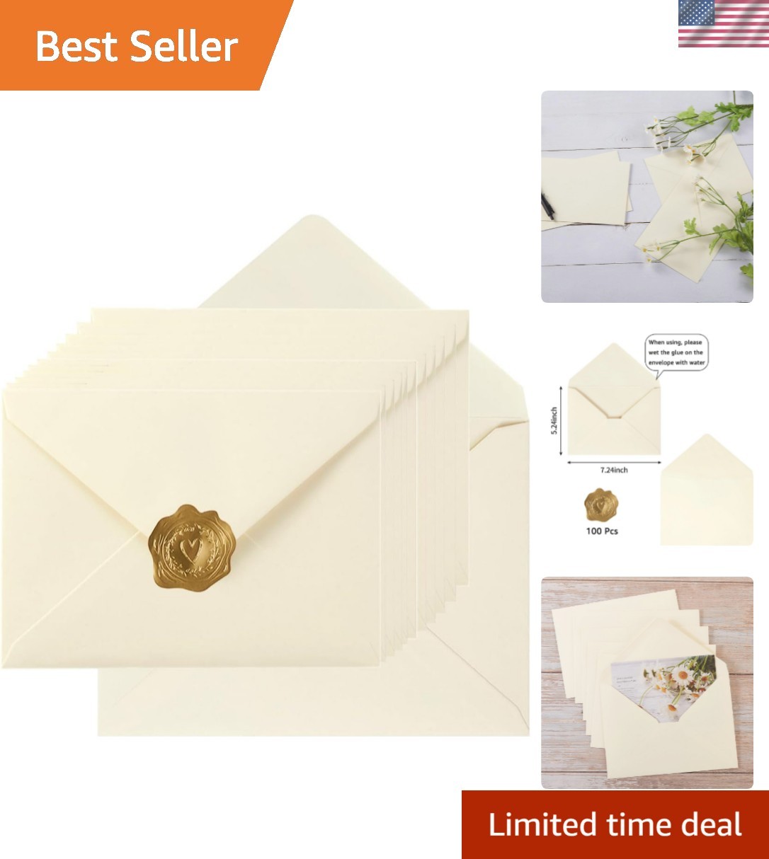 100 Pieces A7 Envelopes Colorful 5×7 Envelopes for Greeting Cards, Birthday, …