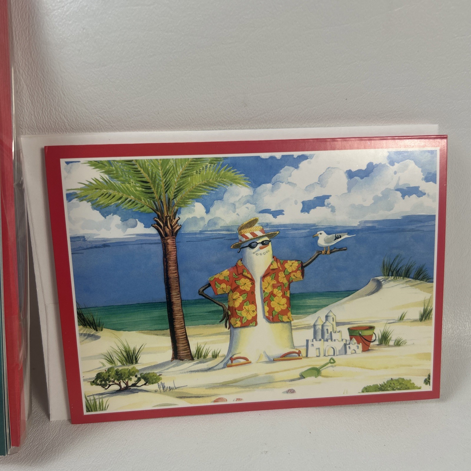 Beach Christmas 6 Cards Santa Beach 2 Snowman Beach + Florida Santa License Card