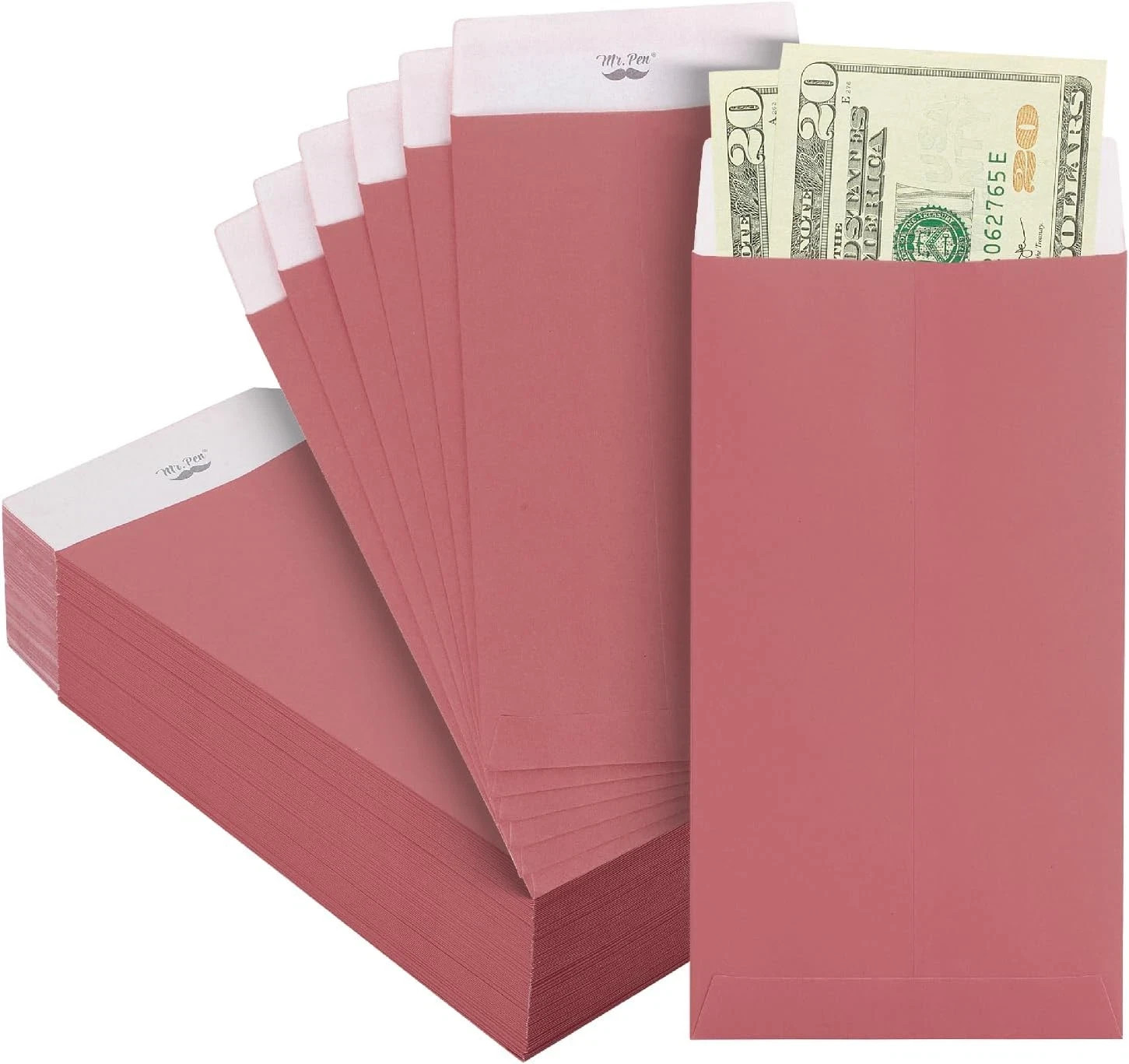 – Money Envelopes for Cash, 100 Pack, 6.5″ X 3.5″, Red Clay Cash Envelopes, 100
