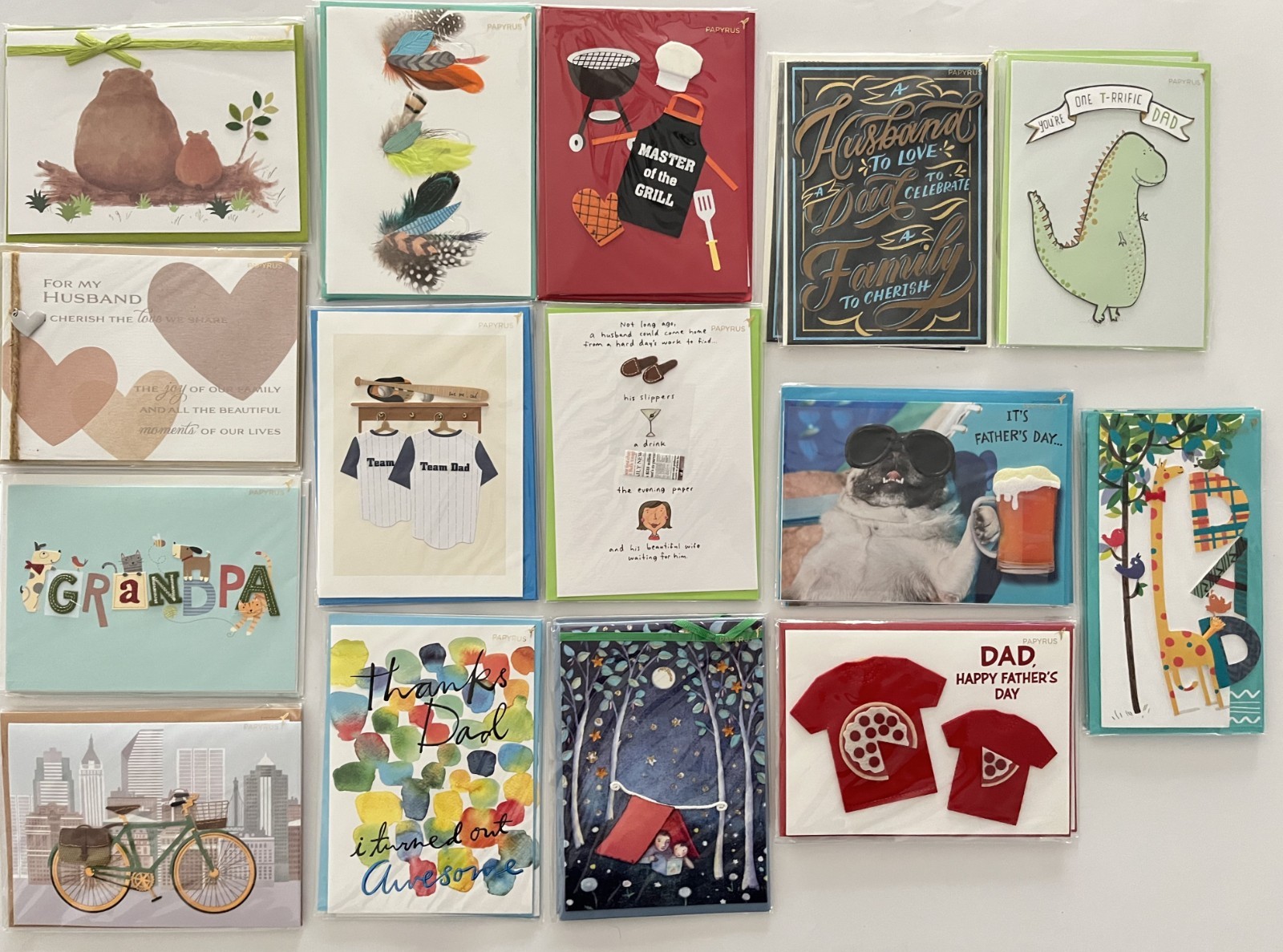 NEW SEALED LOT OF 15 DIFFERENT PAPYRUS FATHER’S DAY GREETING CARDS $105.25 VALUE