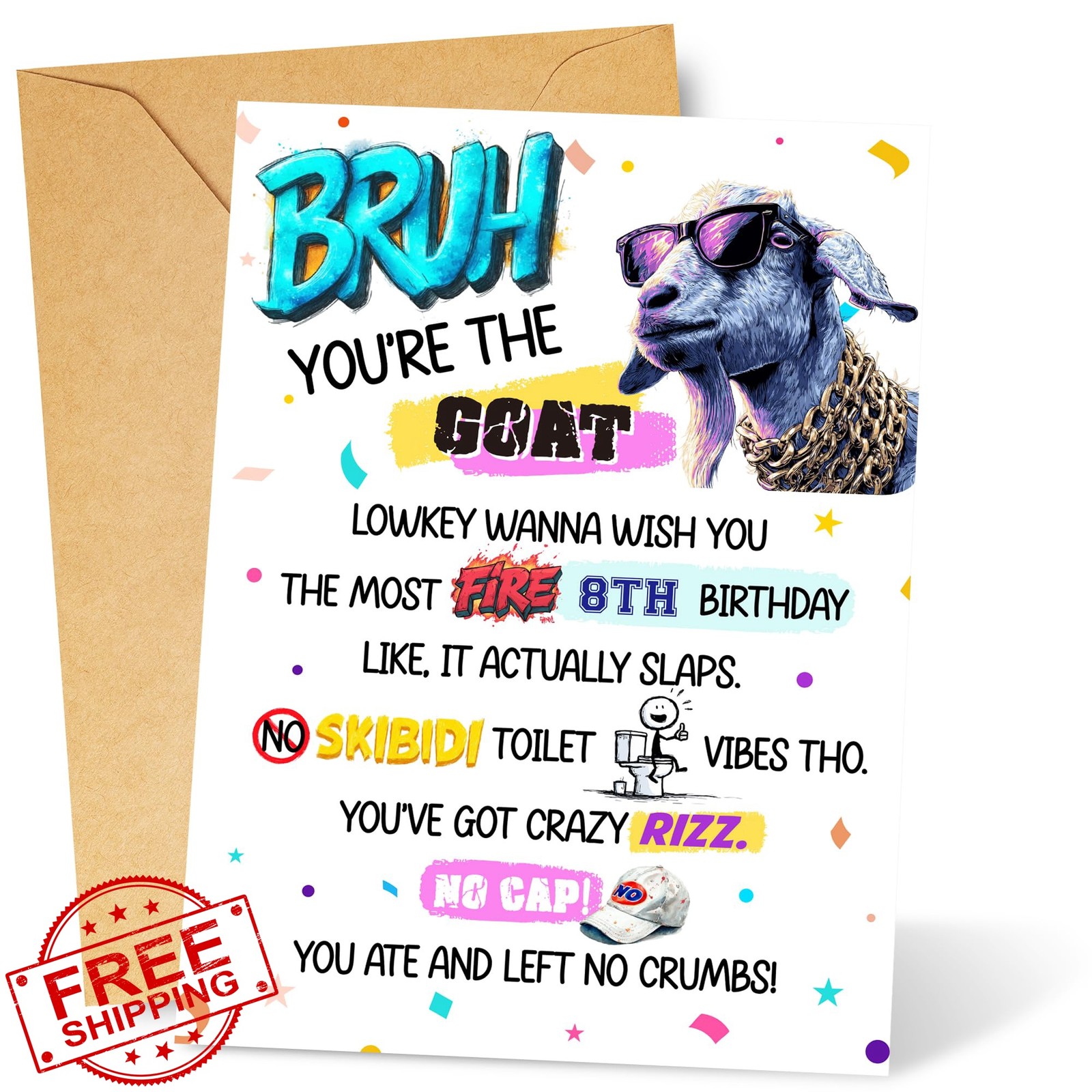 Piporani 8th Birthday Card White
