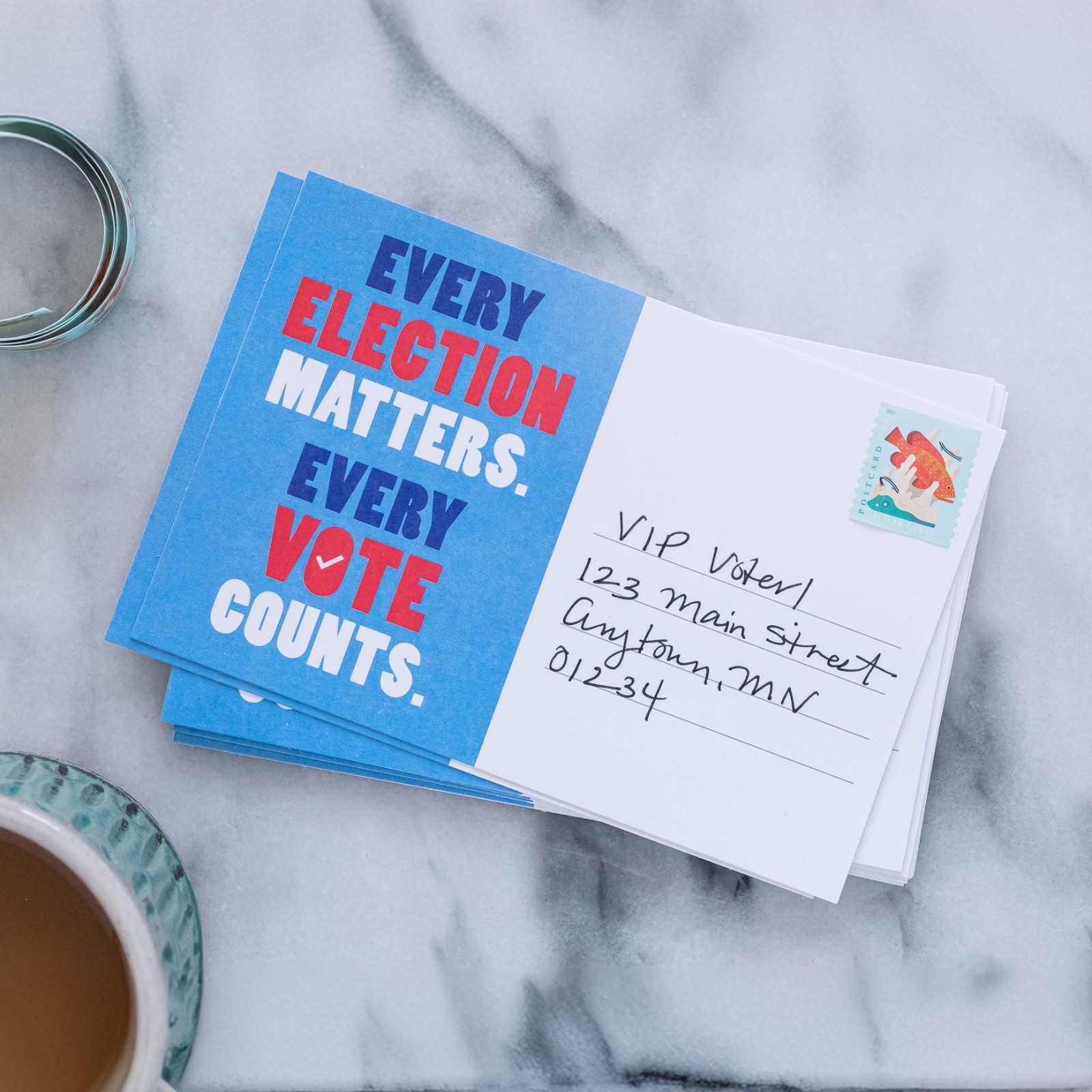 Every Election Matters Voter Postcards 100 Pack Blank 4×6 inch Cards Blue