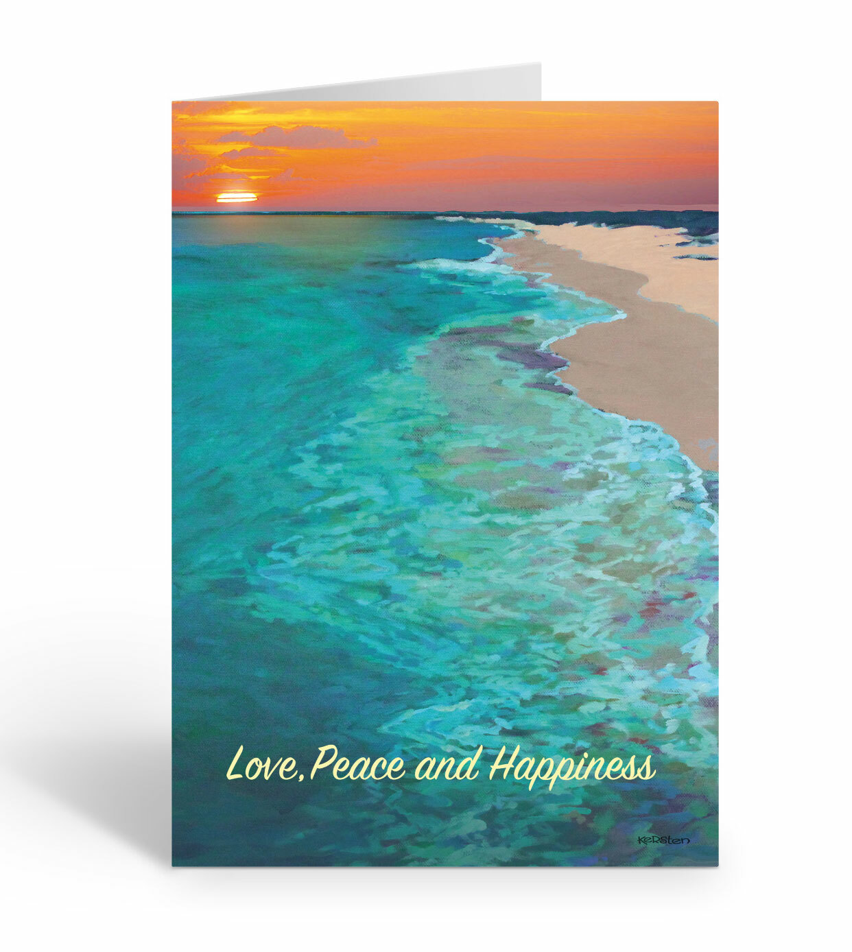 Tropical Water Sunset Christmas Card – 5″ x 7″ – 18 Cards & Envelopes – 30079