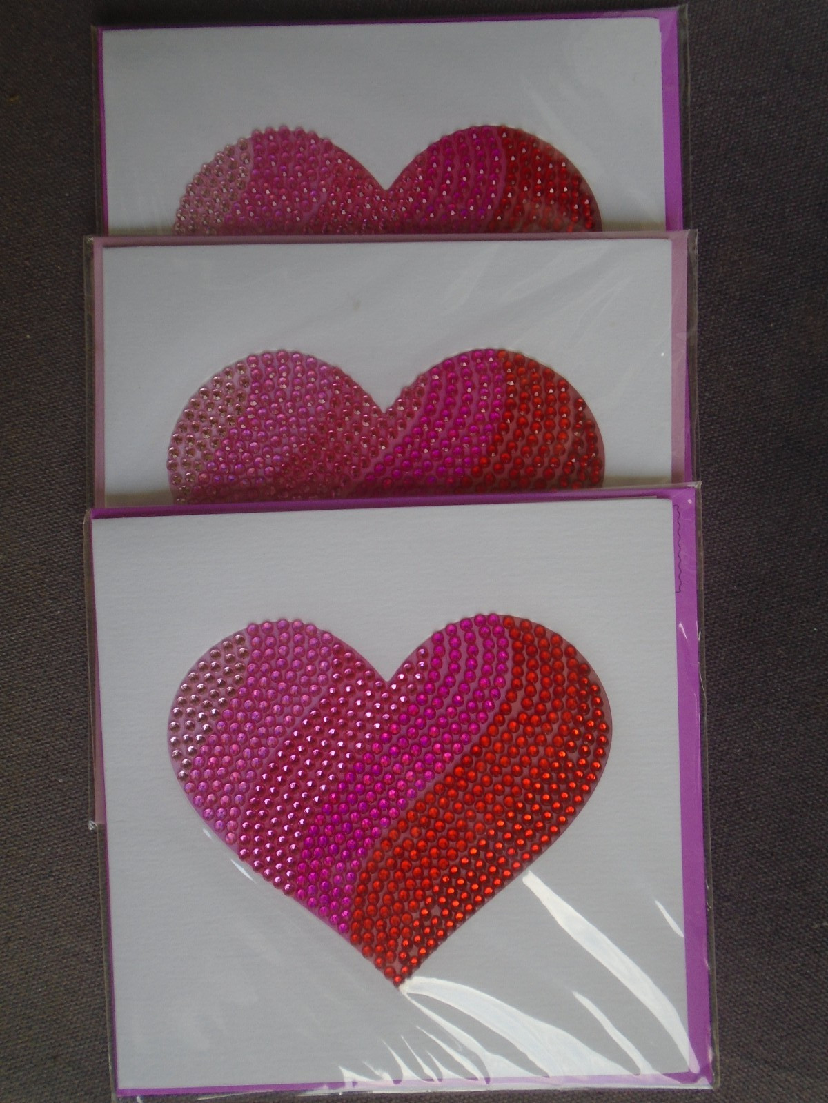 3 Papyrus Valentines Day Card I Love You With All My Heart Rhinestone Jewel Art