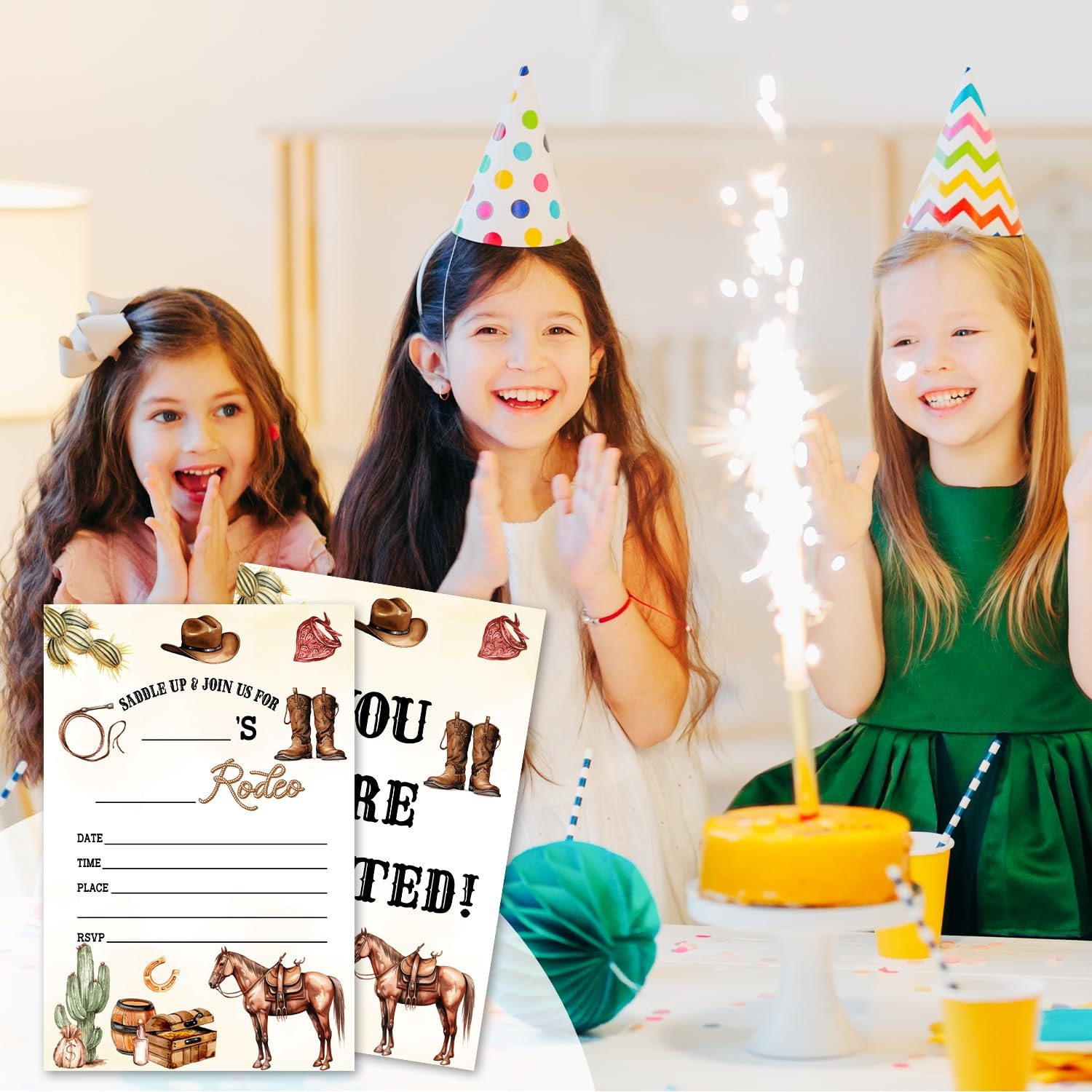 20 PCS Western Country Cowboy Cowgirl Birthday Party Invitations Cards
