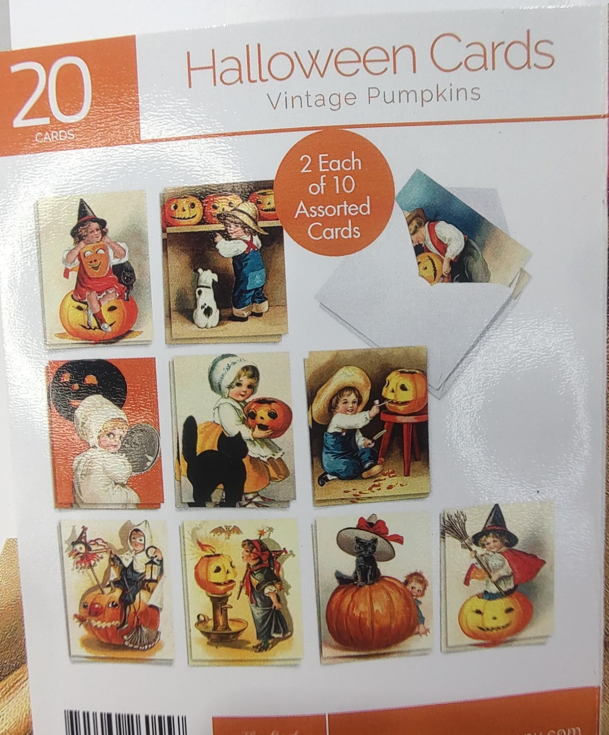 Halloween VTG Style Pumpkins Set of 20 Cards 2 each of 10 Cards w/envelope