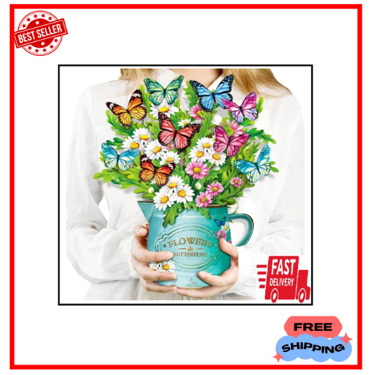 3D Pop Up Flower Bouquet Card Daisies Butterflies 12″ – SALE – FREE SHIPPING