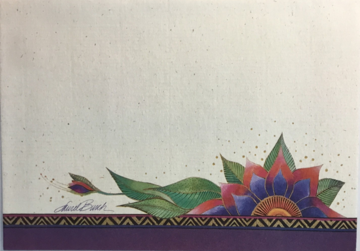 Sunrise- Blank- Laurel Burch- Sigrun With Flowers And Swans- Embossed