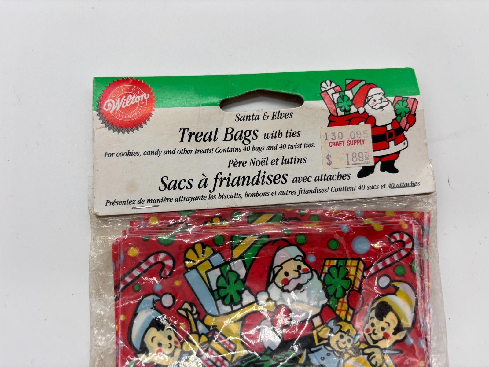 1995 Vintage Wilton Holiday Cheer 40 Count Treat Bags 6” x 4” Santa & Elves