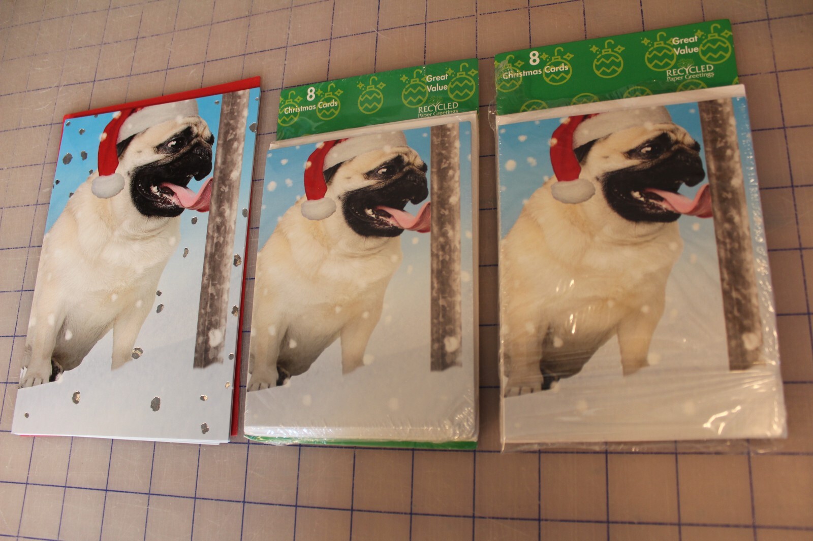 Lot of 24 Recycled Paper Greetings Christmas Cards Dog w/ diff sayings