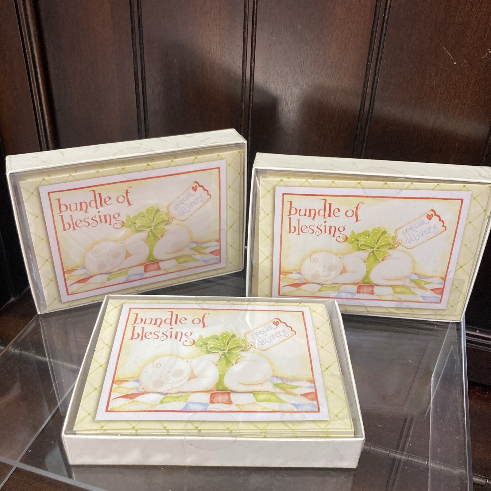 Heart Blossoms Unisex Birth Thank You Cards “Bundle Of Blessing” Lot Of 3 New