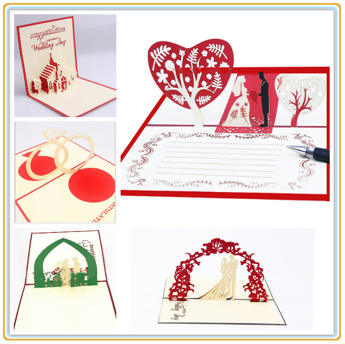 3D Pop Up Greeting Cards Wedding Birthday Valentine Anniversary Engagement Gift
