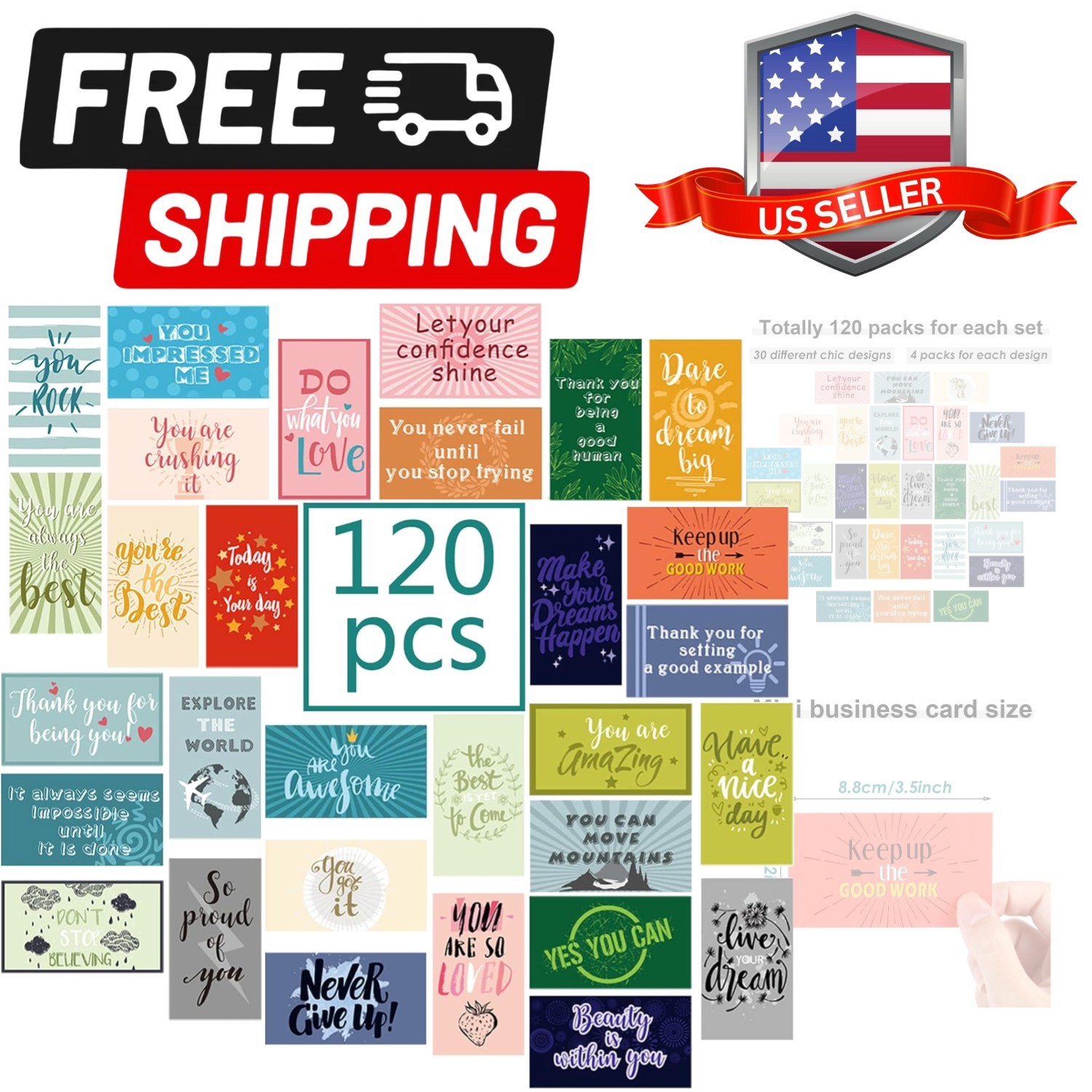 120 Pcs Motivational Encouragement Quote Cards Inspirational Kindness Appreci…