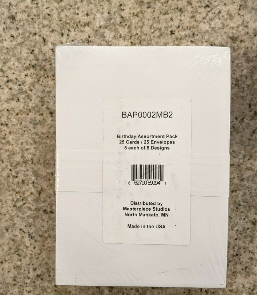 Pack Of 25 Masterpiece Studios Assortment Birthday Cards With Envelopes 5 desi