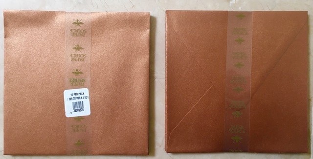 BRAND NEW SET 10 Paper Source Envelopes Shimmer Copper Stationery 6.5″ Square