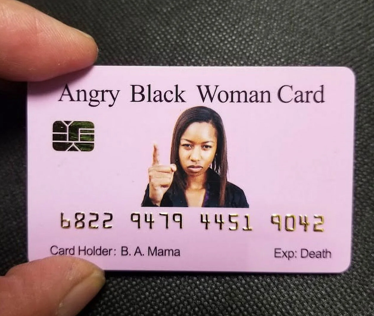 Aromabug Funny Fake Bankcards: 4 PACK. ANGRY BLACK WOMAN CARDS: (Free Shipping)