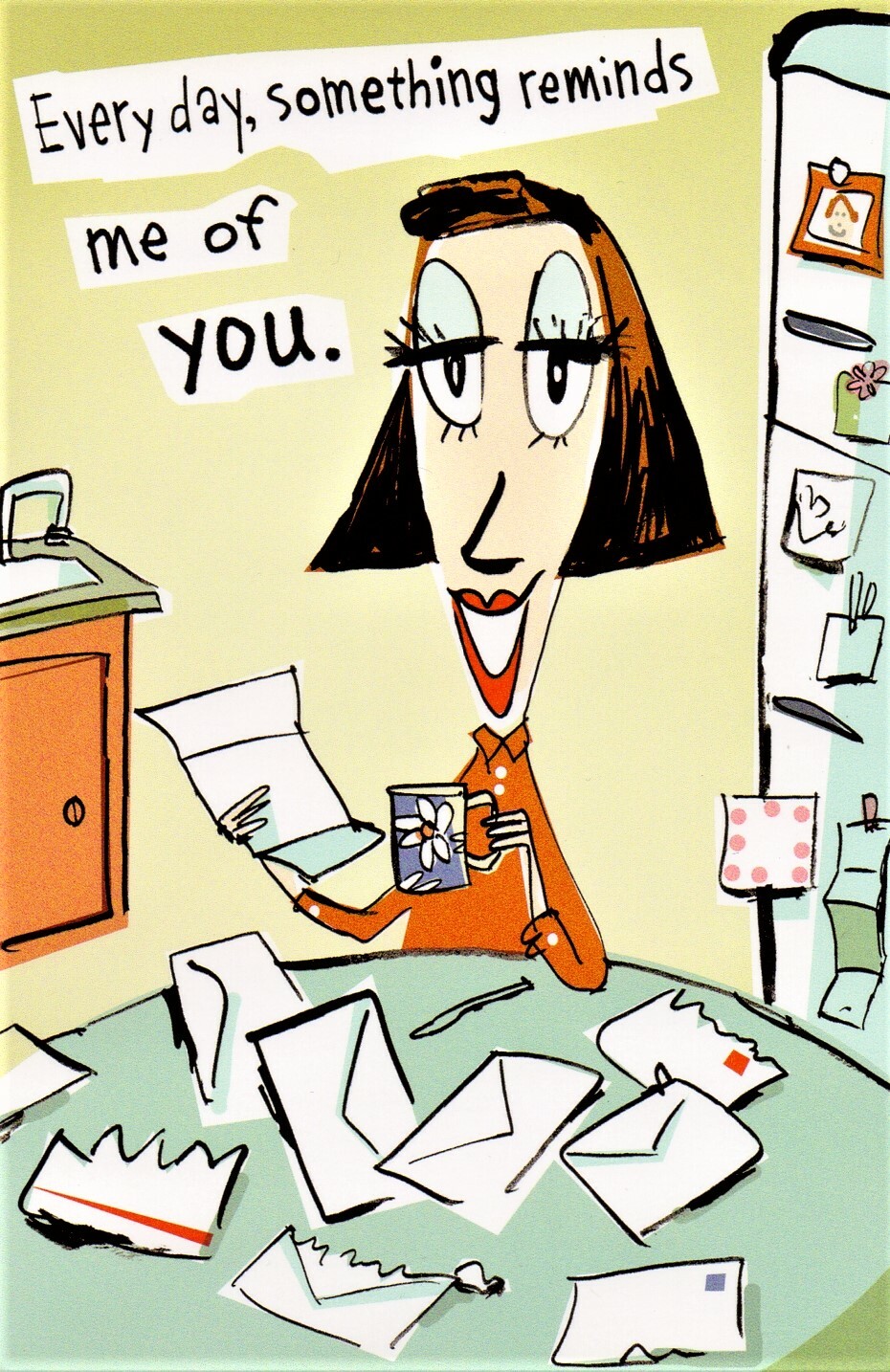 Funny MISS YOU Card, by American Greetings, Reminds Me of You, Phone Bill, Comic