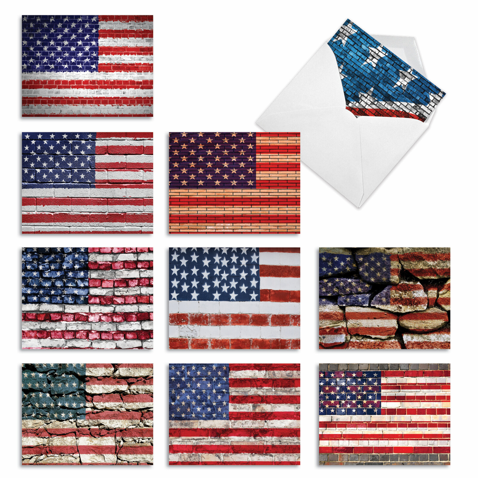 10 Assorted Flag Note Cards – 4th of July, Patriotic AM2013FJG-B1x10