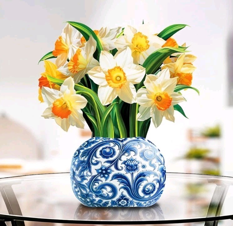 3D Pop-Up Flower Card Birthday, Mother’s Day, Gift, & Keepsake English Daffodils