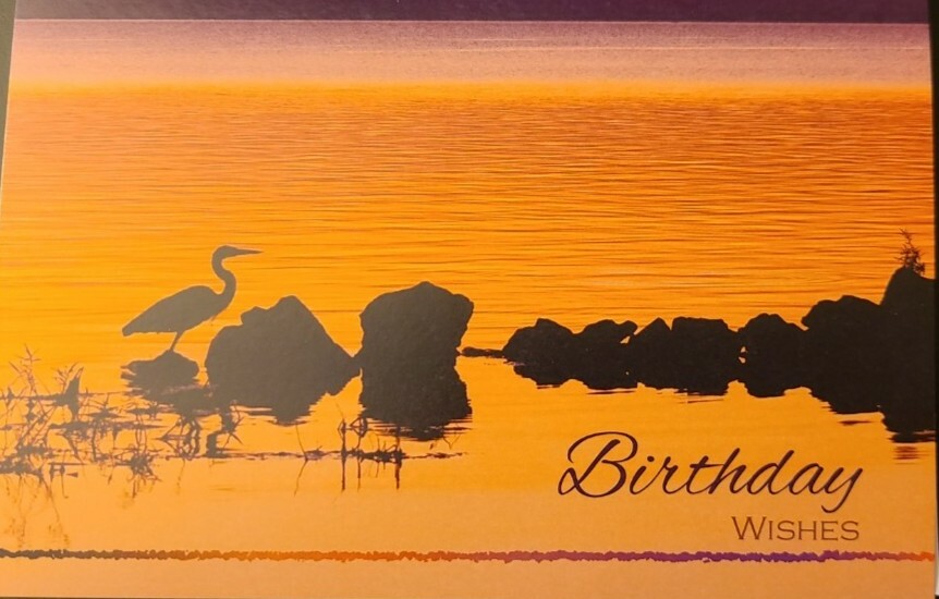 Sunset – Crane – Lake Birthday Card with Envelope – Made in USA