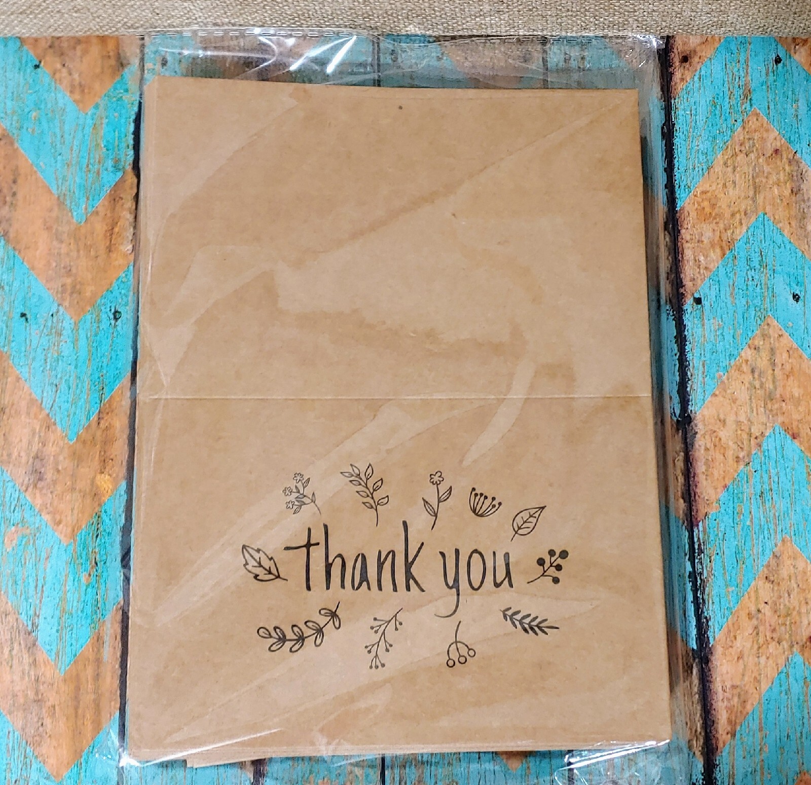 18 Pcs Brown Kraft Paper Thank You Greeting Cards With Envelopes/Stickers 6″x4″