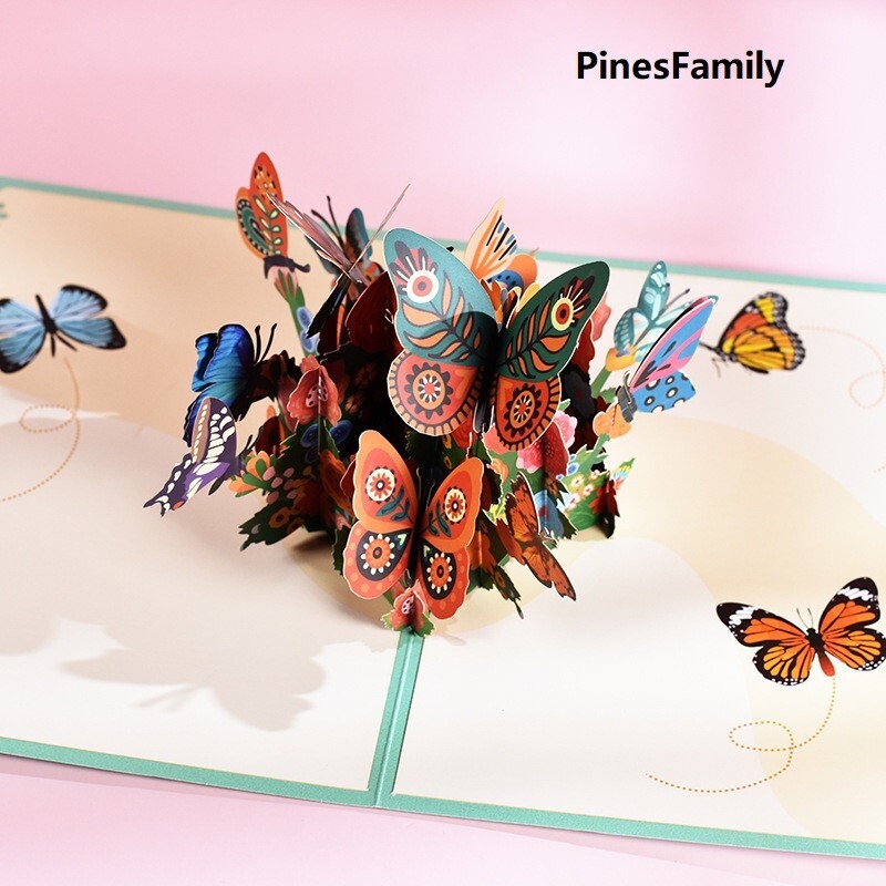 A04-3D PopUp Colorful Butterfly Greeting Card| Perfect Valentine’s day, Birthday