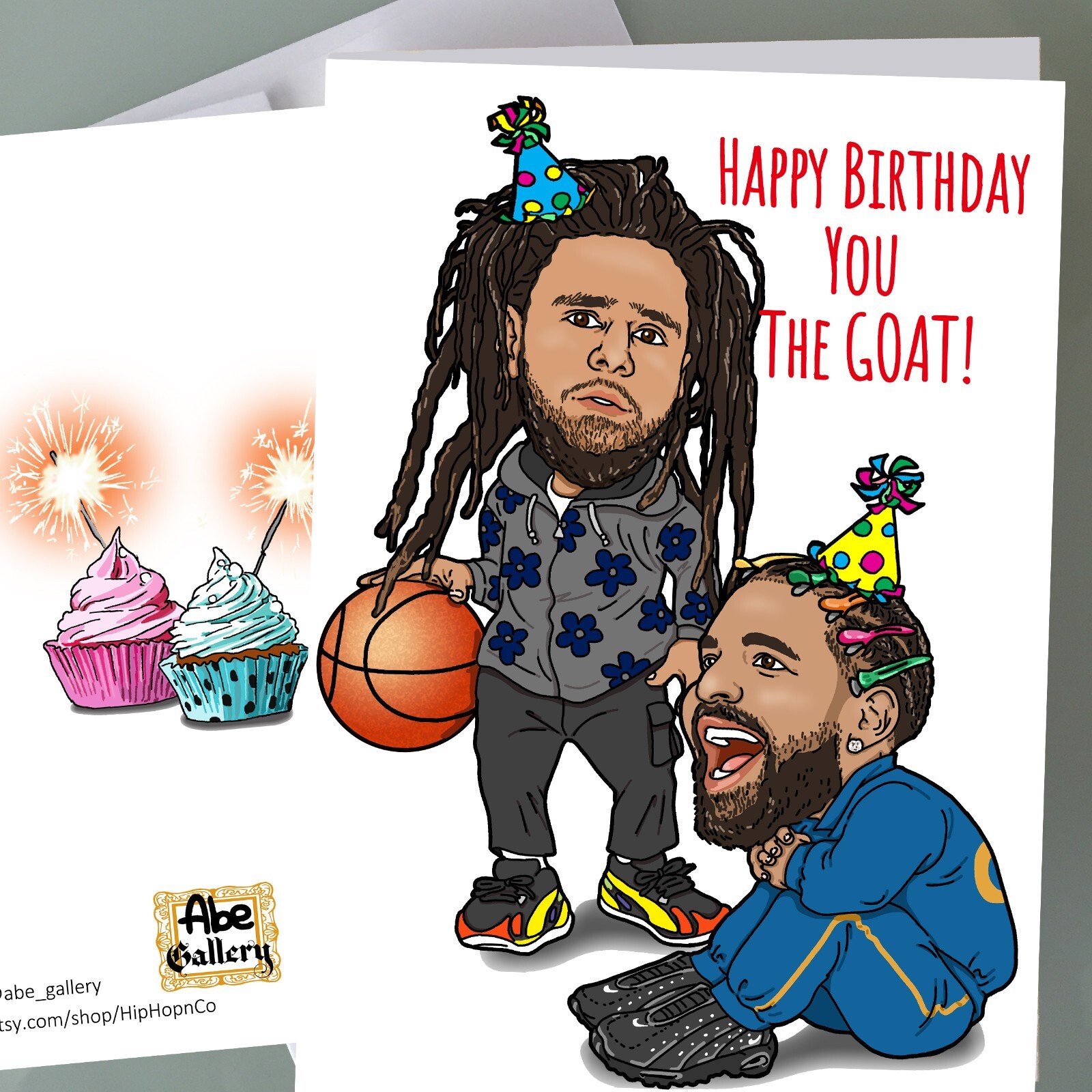 Drake, J Cole Birthday Card – First Person Shooter, Funny Fan Art birthday card