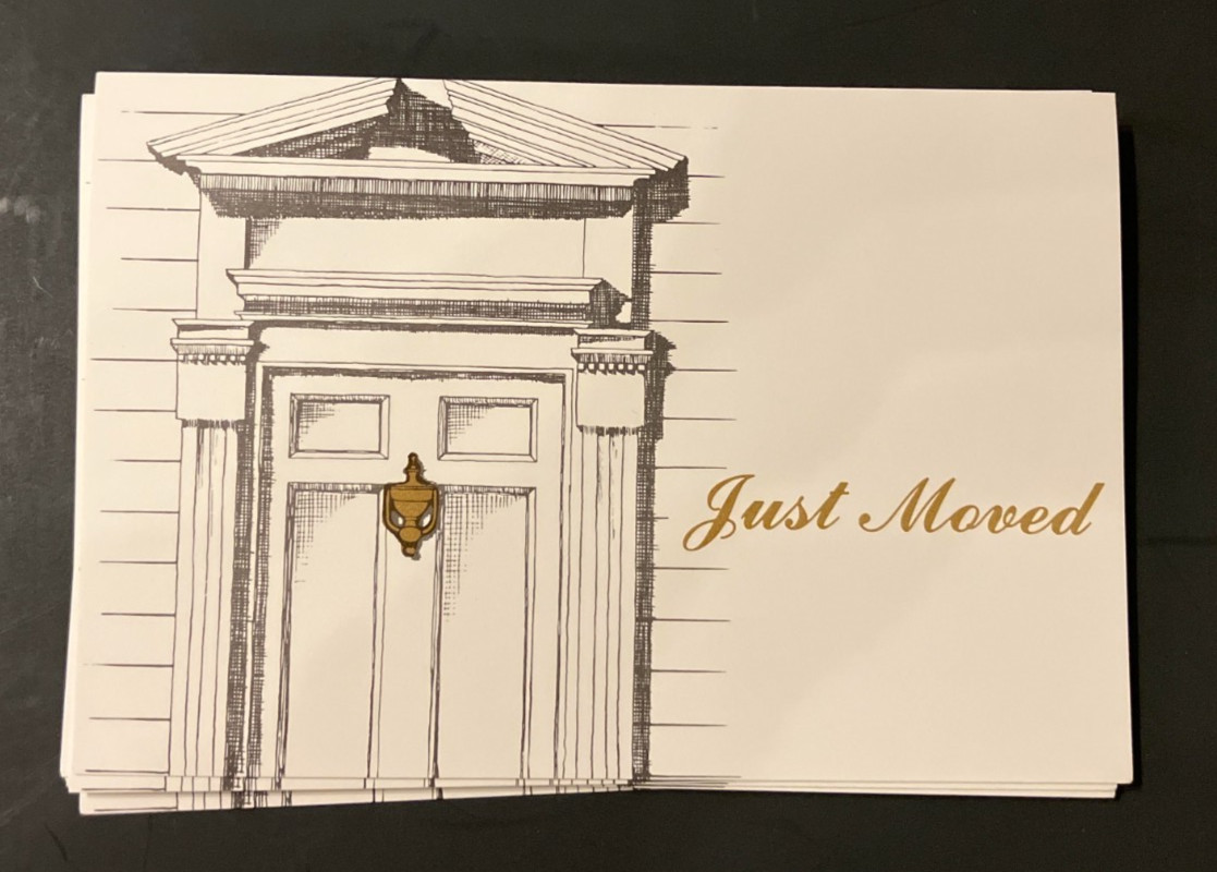 (10) Just Moved announcements in original box with Envelopes