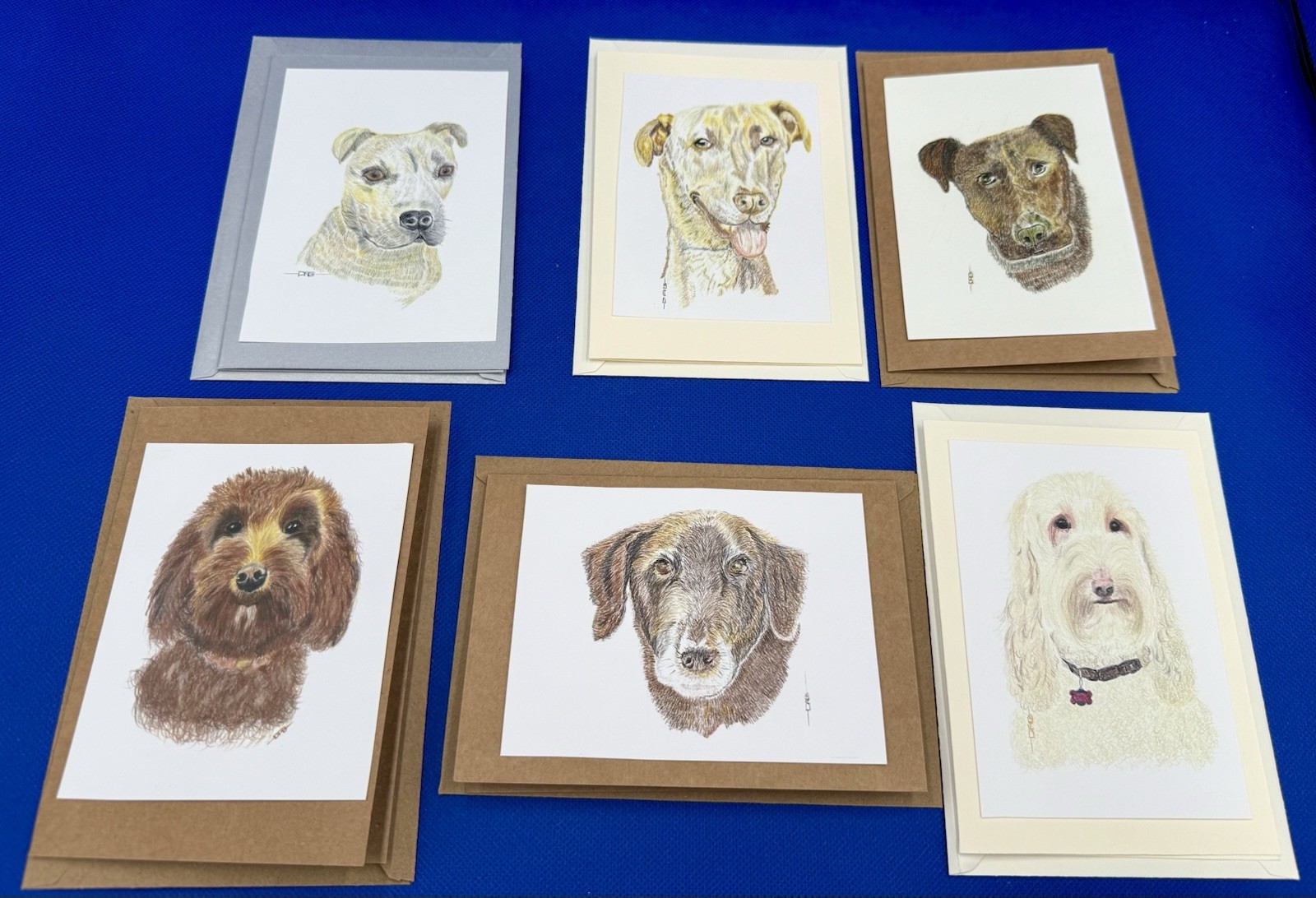 Set Of 6 Beautiful Dog Not Cards 4.25” x 6” Blank Cards Handmade Assorted Pict