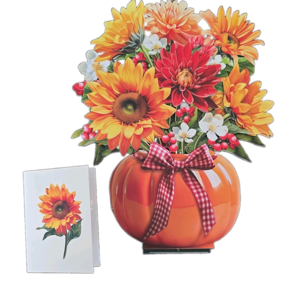 Fresh Cut ~ PUMPKIN HARVEST ~ Paper ~ Pop-Up Flower Bouquet ~ Note Card
