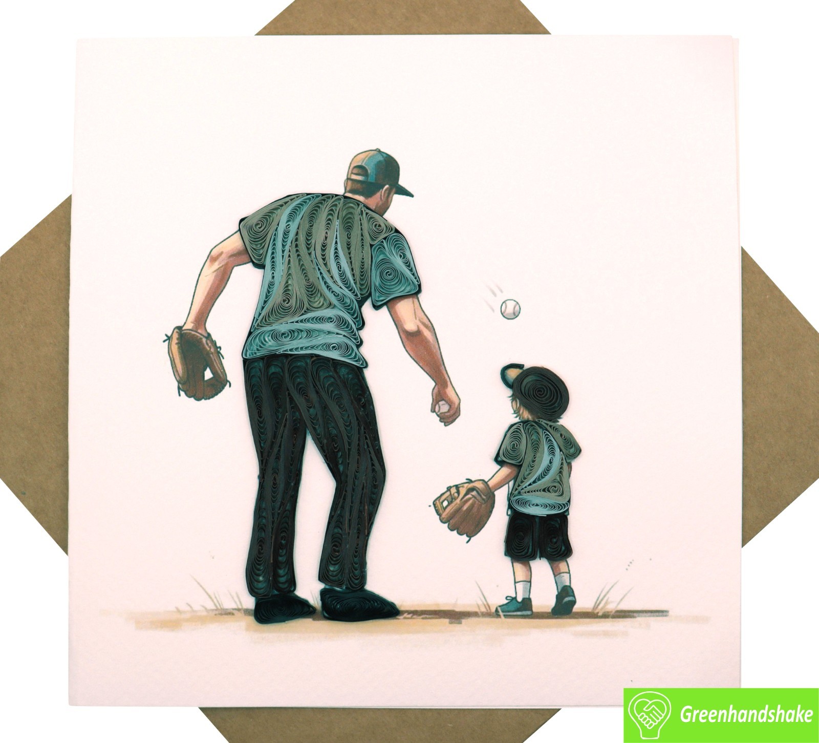 My First Baseball Hero, Quilling Greeting Card, Dedicated Handmade Art