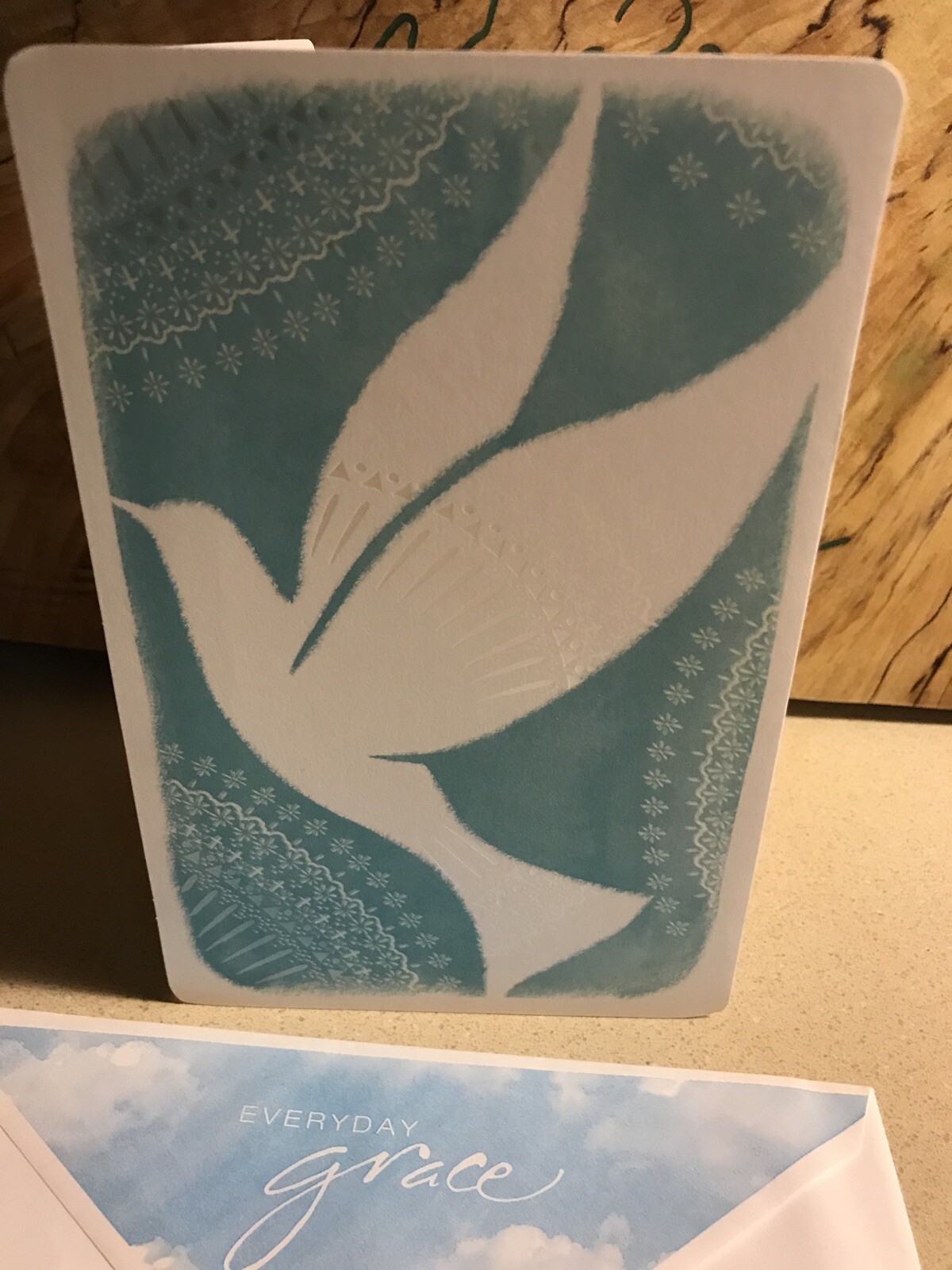 Everyday grace Beautiful White Dove Blue Background Card Write In A Message