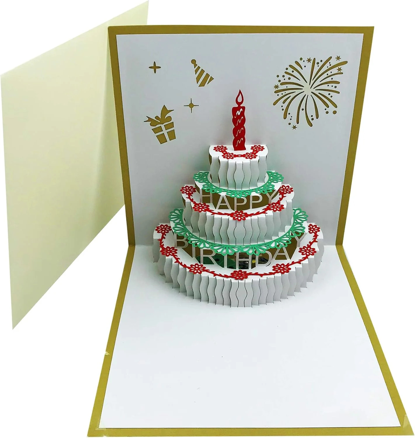 3D Pop Up Birthday Cards,Warming LED Light Birthday Cake Music Happy Birthday Ca