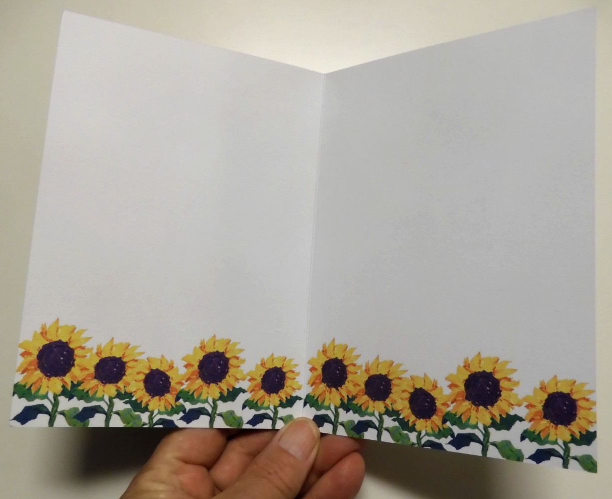 3 RSVP BLANK CARDS Colorful Delightful Large Sunflower All Occasion Cards
