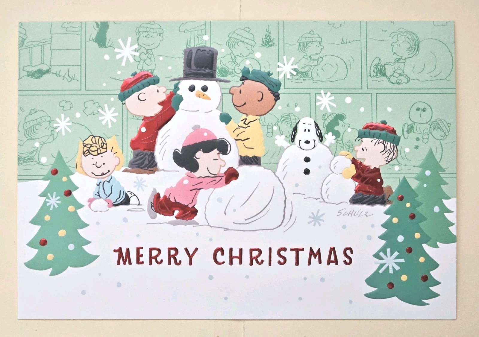 Merry Christmas. Peanuts “Snoopy & Friends”. Greeting Card Large Size