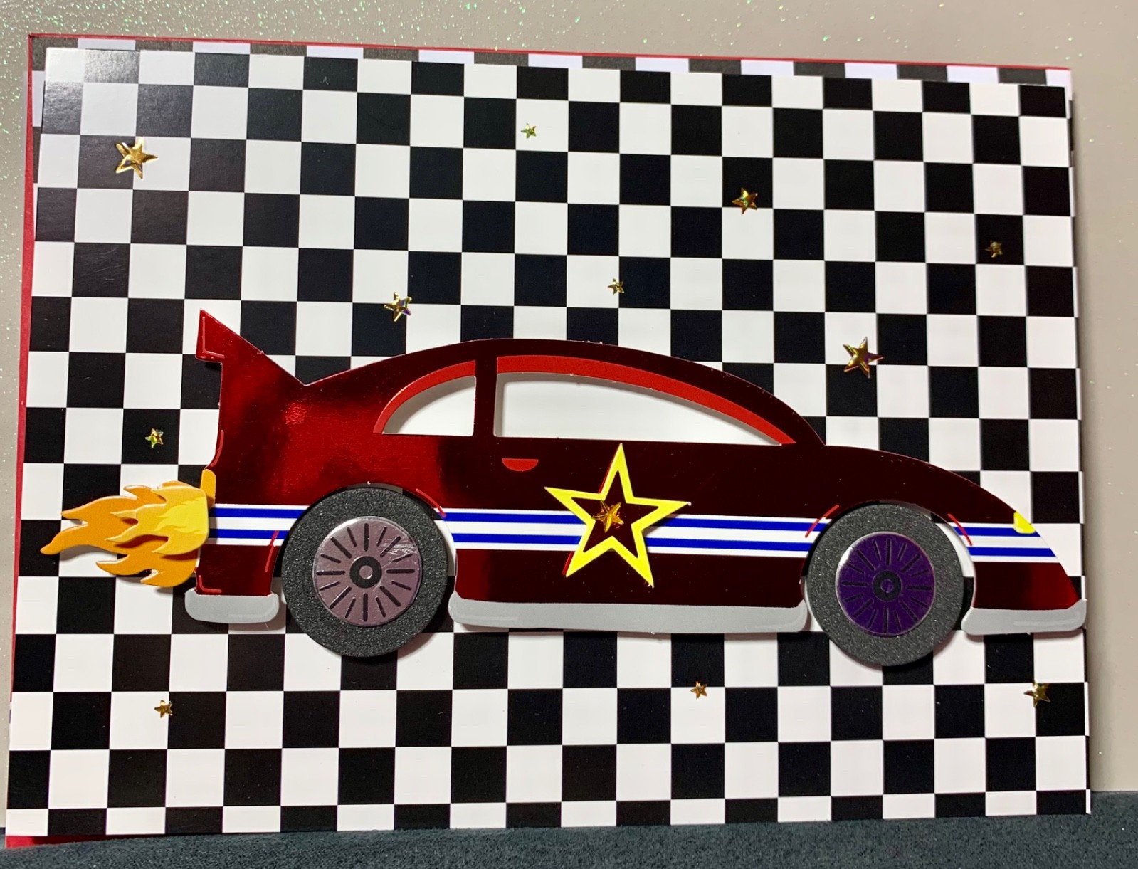 Happy Birthday Card! Gorgeous Red Race Car! Have a Great Day!
